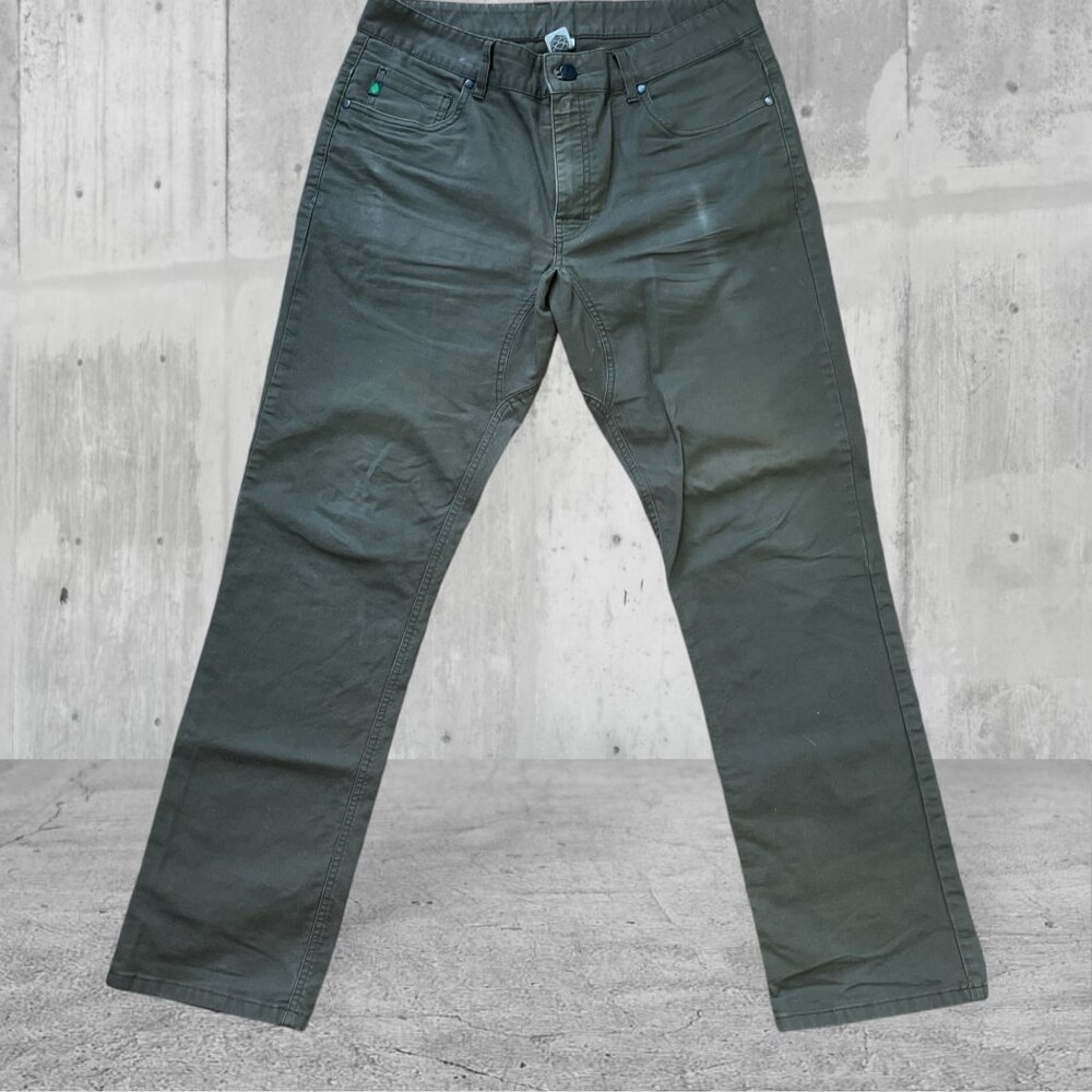 Stio Rivet Canvas Pant Mens 34x31 Straight-Leg Olive Green Cotton/Spandex  Jeans